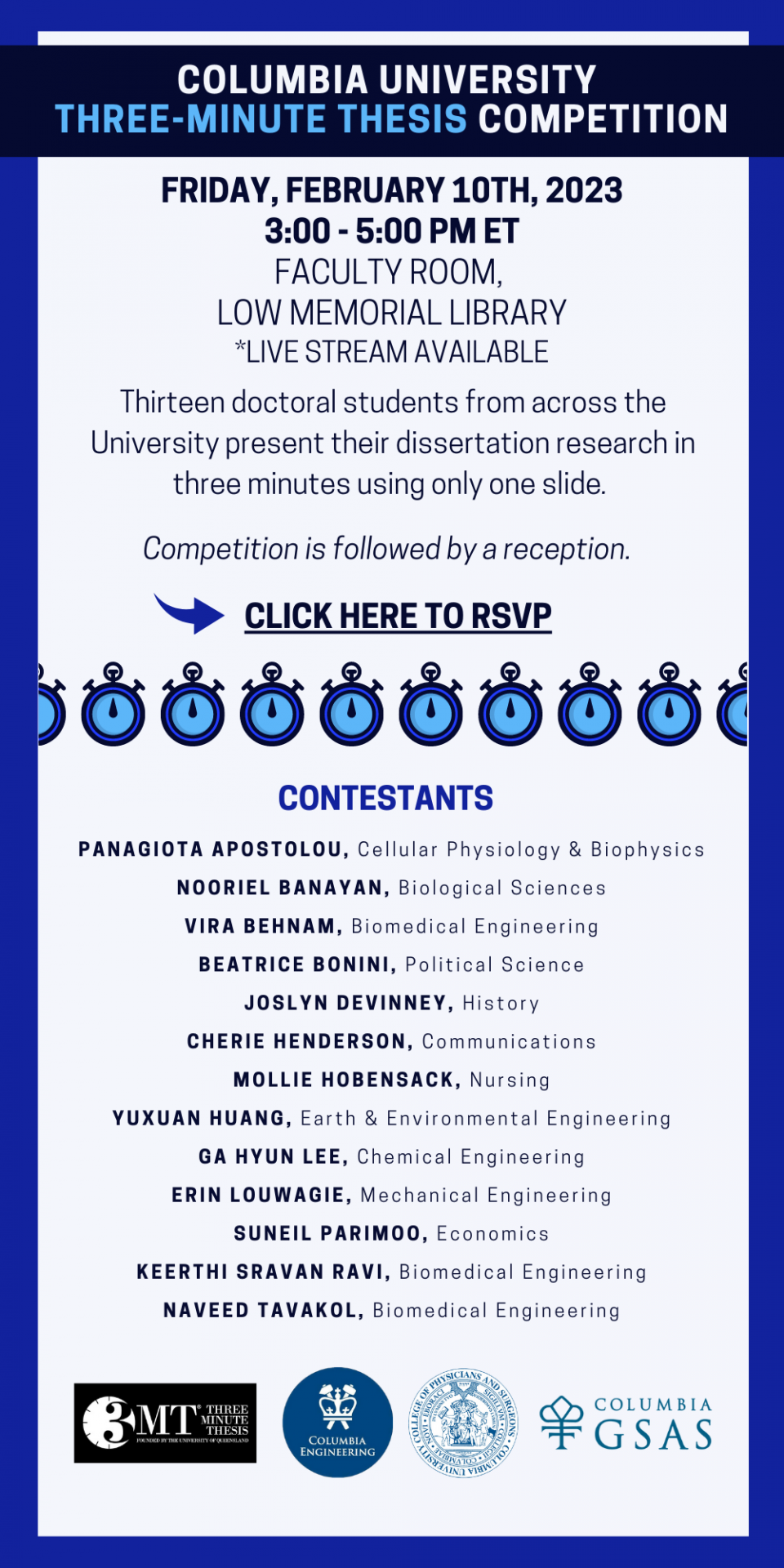 Invitation to Columbia 3MT event