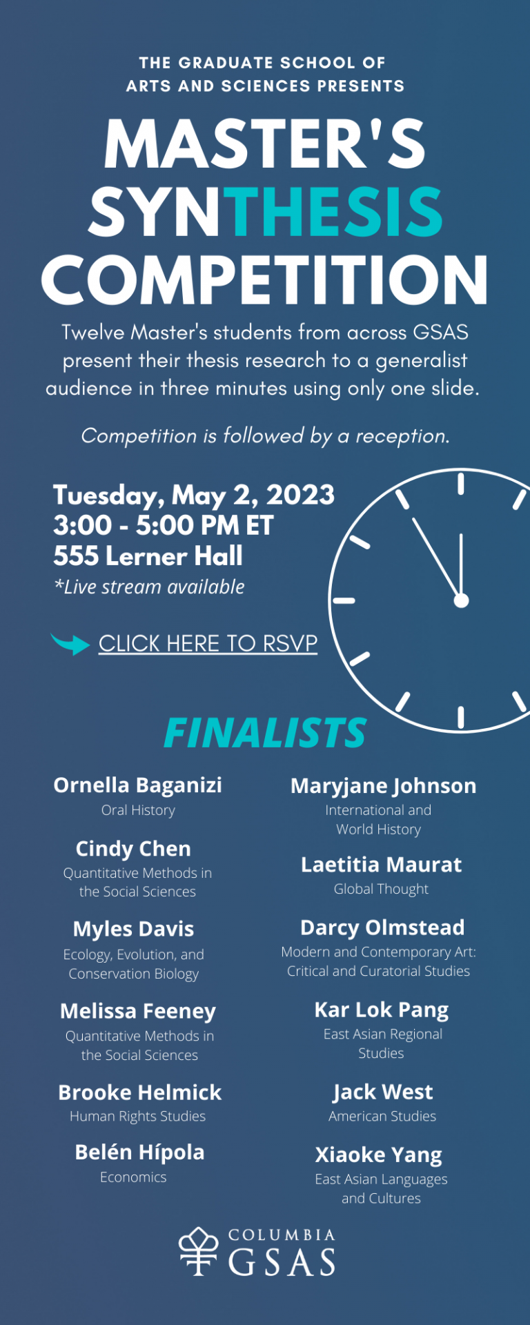 Invitation to 2023 GSAS Master's SynThesis competition