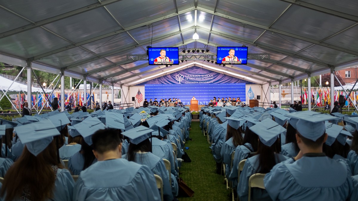 
David B. Madigan, Executive Vice President for Arts and Sciences, delivers the keynote address to the MA graduates.