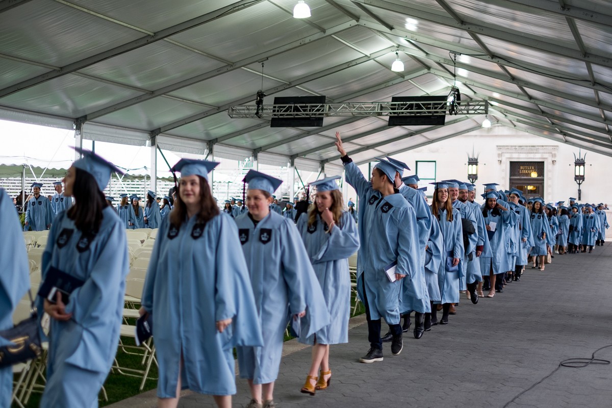 MA candidates process to the ceremony.