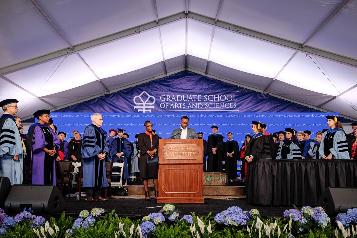 Devon T. Wade’s PhD in Sociology is awarded posthumously and received by his brother, Stevon Wade, and mother, Suzanne Wade. Devon T. Wade’s PhD in Sociology is awarded posthumously and received by his brother, Stevon Wade, and mother, Suzanne Wade.