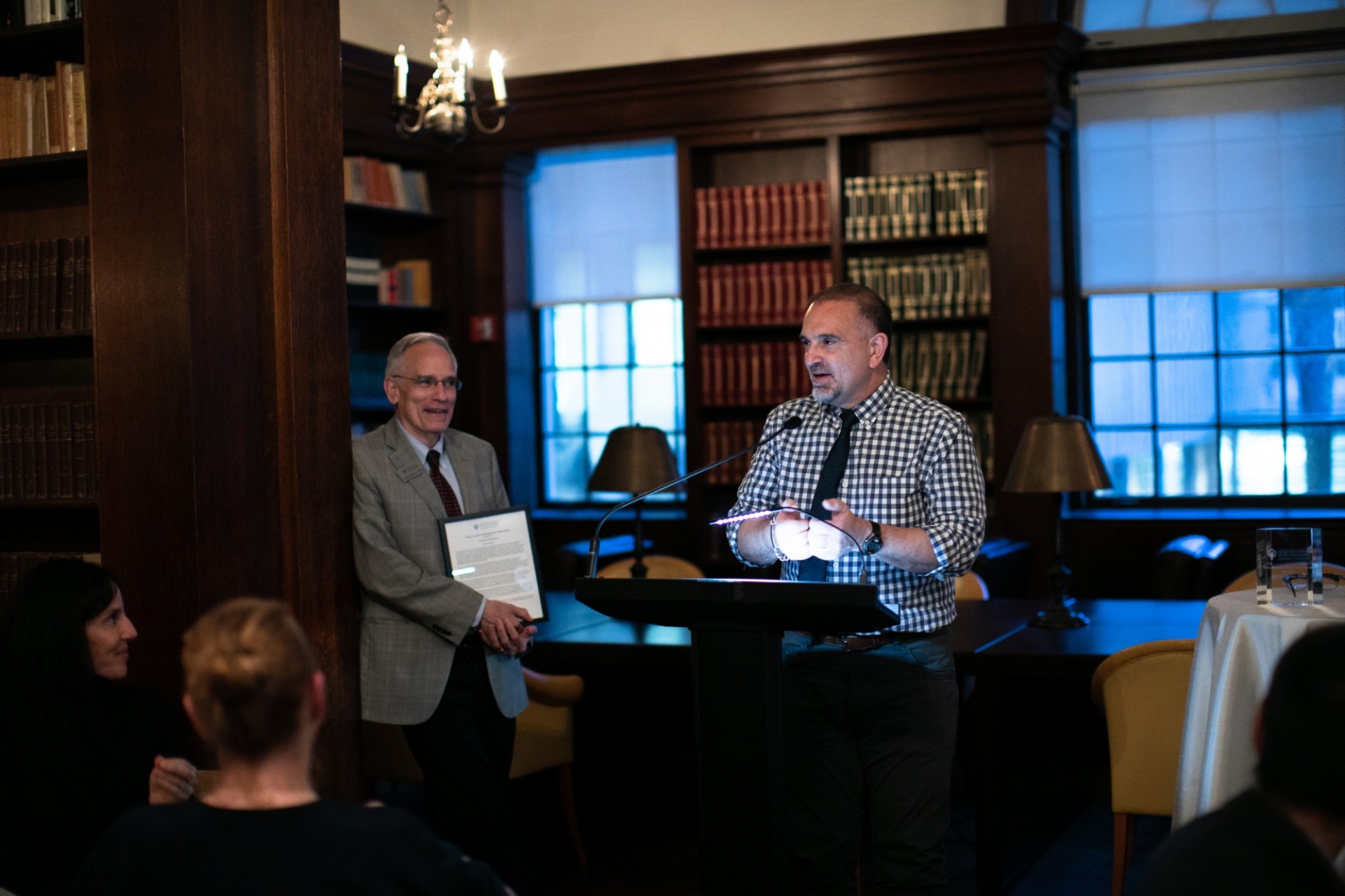 George Yancopoulos ’86PhD, Biochemistry and Molecular Biophysics, accepts the Dean’s Award for Distinguished Achievement, PhD. George Yancopoulos ’86PhD, Biochemistry and Molecular Biophysics, accepts the Dean’s Award for Distinguished Achievement, PhD.