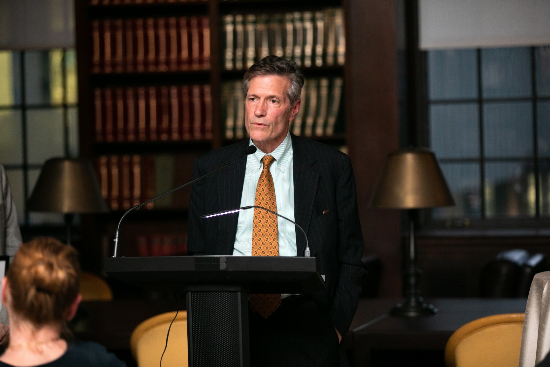 John Glusman ’78CC, ’80MA, English and Comparative Literature, accepts the Dean’s Award for Distinguished Achievement, MA.