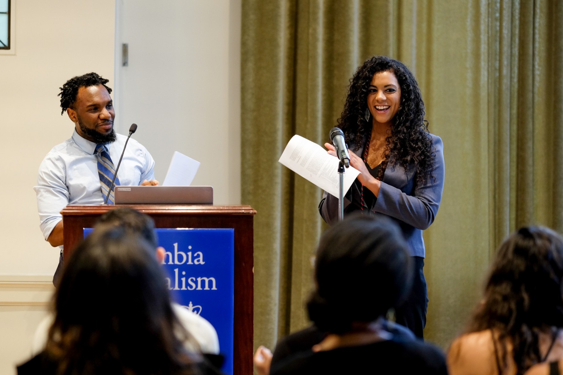 SoCA co-chairs James Martin, PhD Candidate in Biological Sciences, and Elise Myers, PhD Candidate in Earth and Environmental Sciences, host the second annual SoCA graduation.