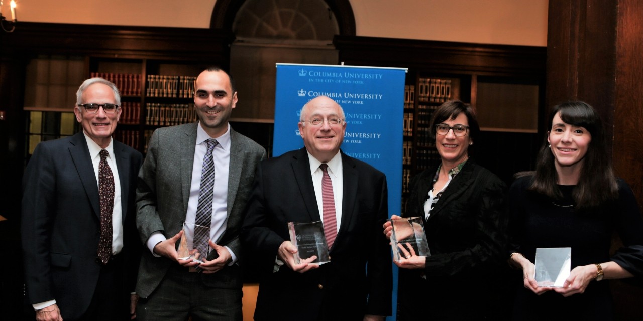 Dean Carlos J. Alonso with honorees Elan Kriegel, Daniel Kurtzer, Madeleine Grynsztejn, and Christine Ann Denny