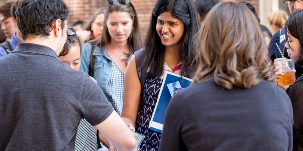 Students meeting each other