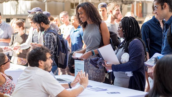 students at a fair