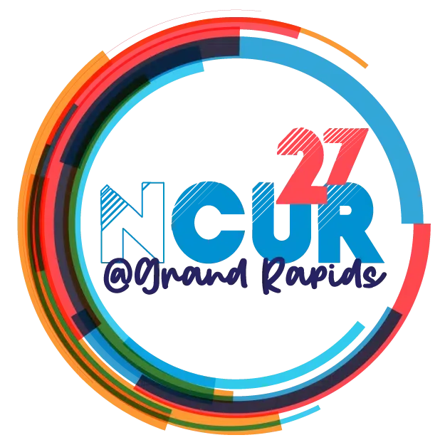 A colorful circular logo reading NCUR 27 at Grand Rapids.
