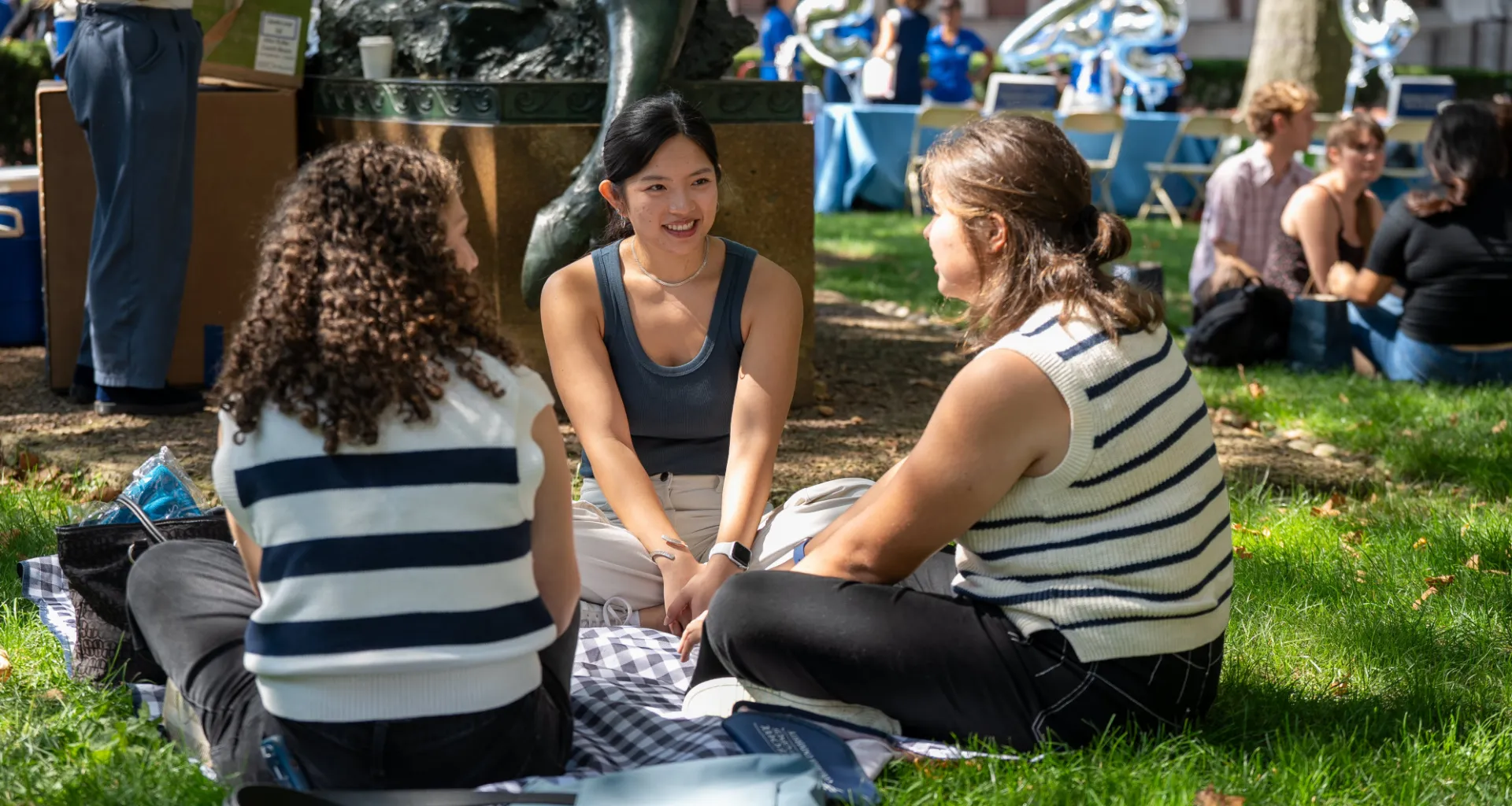 Students socializing at a picnic.