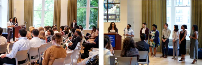 two images of students in a lecture hall
